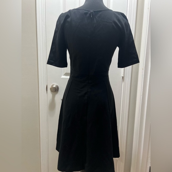 J. Crew Black Dress Scoop Neck Fit and Flare with Elbow Length Sleeves Size 4 - Picture 3 of 6